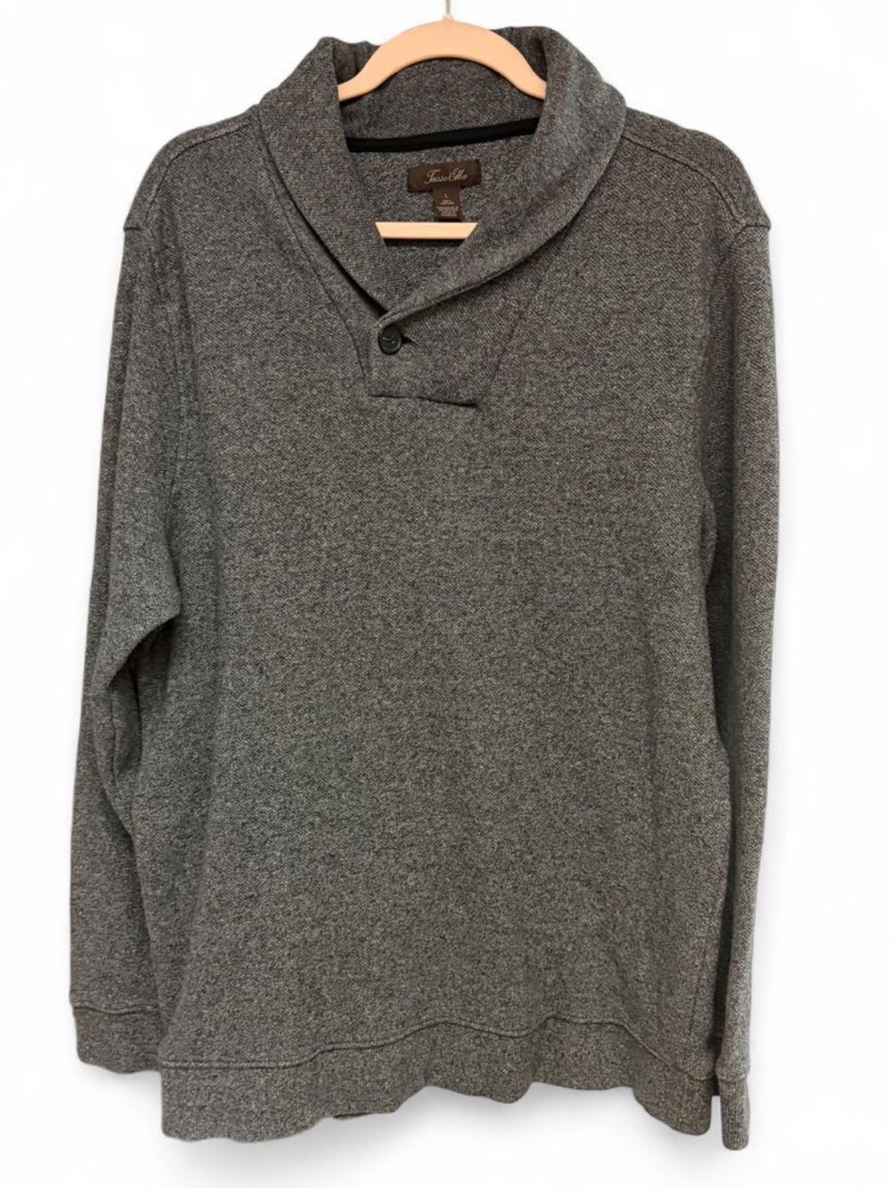 Tasso Elba Men’s Gray Shawl Collar Cotton Sweater Size L